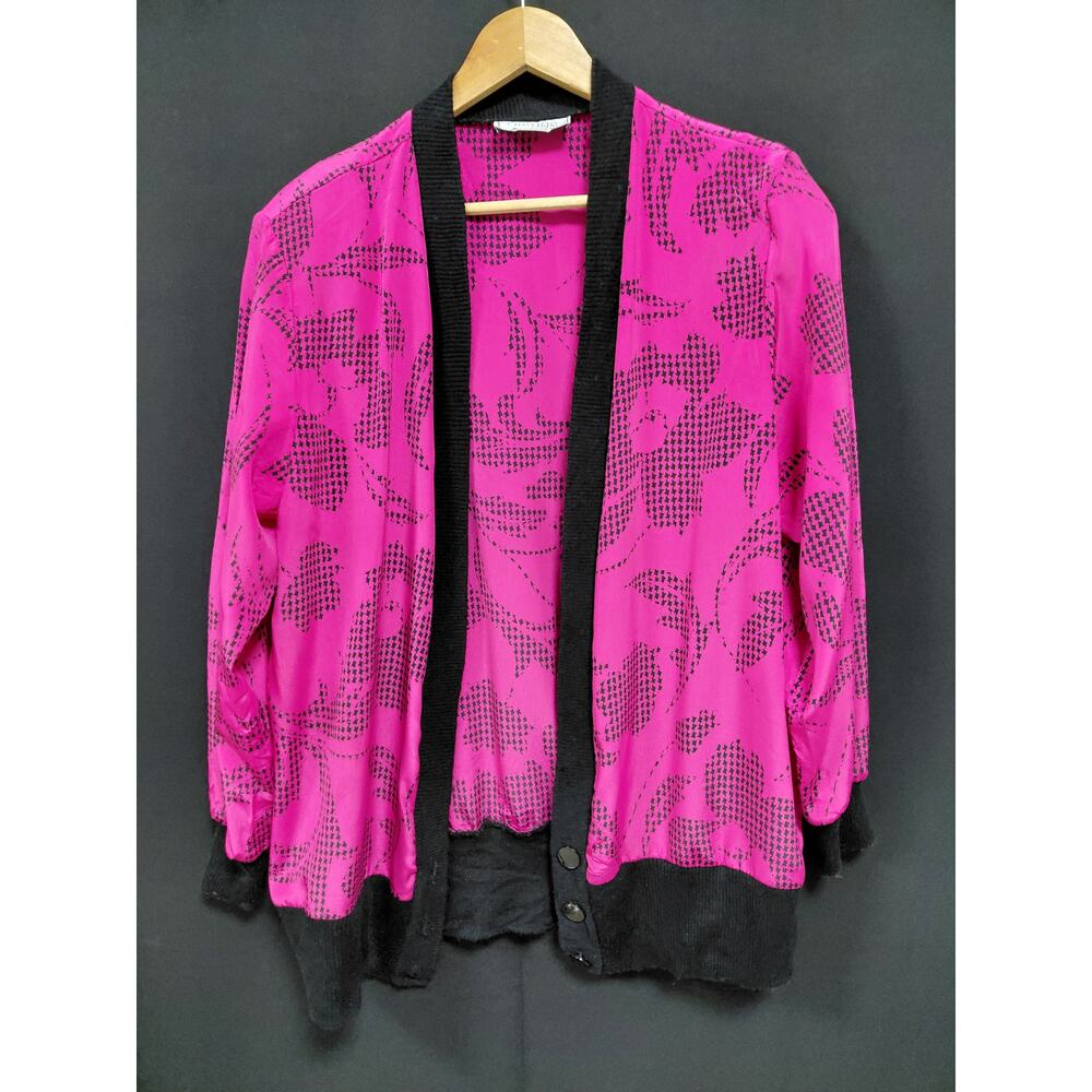 Gregge Sport Pink Floral Cardigan Sleeve Women See Measurements